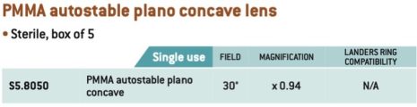 PMMA autostable plano vitrectomy lenses